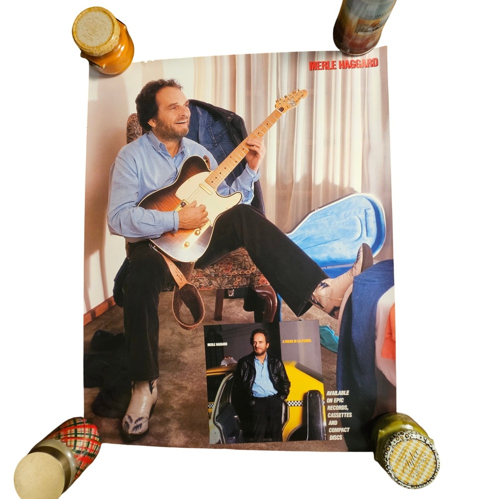 Merle Haggard A Friend in‎ California Vintage 1986 Promo Album Poster 25x32 Epic